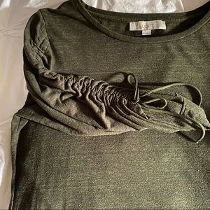 LOFT Hunter Green T-short with Tie Arm Detail